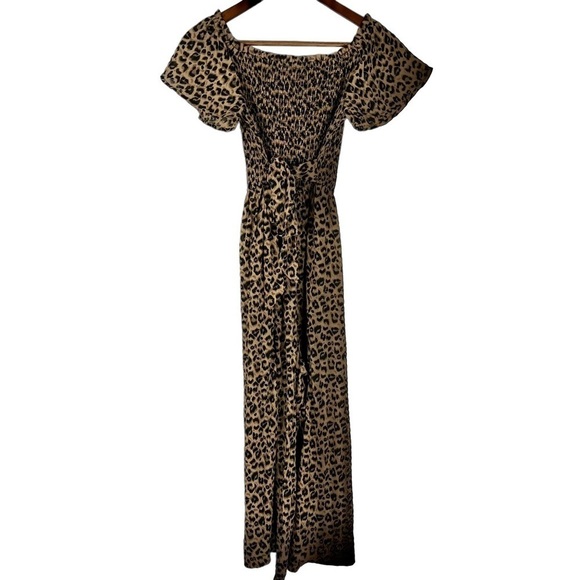 ODDY ANIMAL PRINT BALLOON SLEEVE MAXI ROMPER WITH TIE FOR A MORE FITTED LOOK - Picture 2 of 13